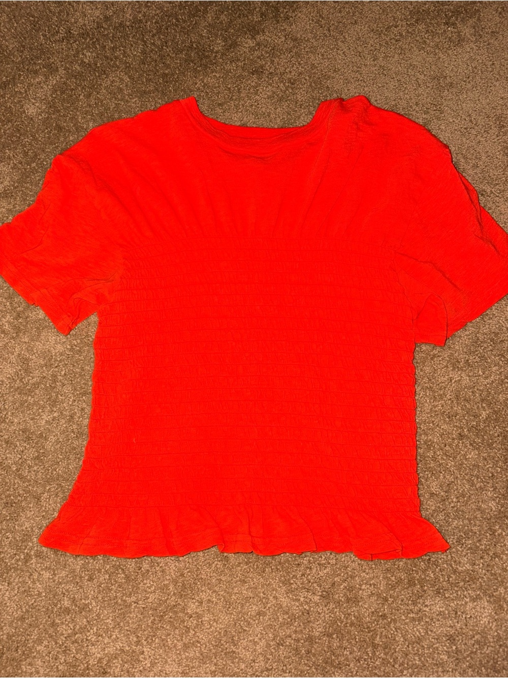 Aerie Smocked Ruffled Hem Short-Sleeve Top
